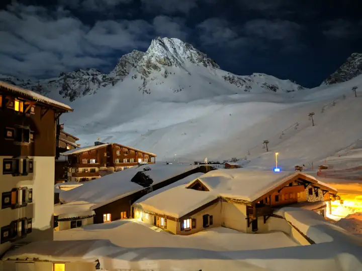 Evening View Of Tignes Val-d’Isère A Ski Resort In France