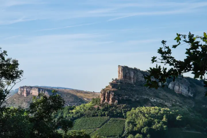 Idyllic Cliff In Burgundy France Wine Region Amidst Vineyards